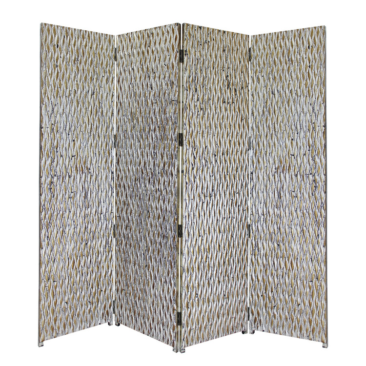 Silver Metallic Patterned Wood Panel Screen - ScreenGems image - 1