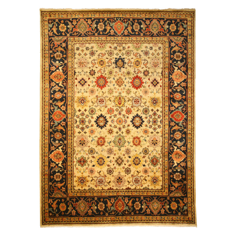 EORC Ivory Hand Knotted Wool Traditional Super Mahal Rug, 8' x 10' image - 1