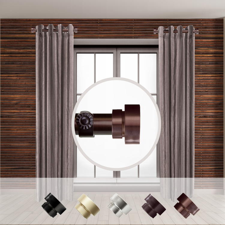 Side Mount Curtain Rod Set - Mahogany Finish, 12 - 20 inch, 2 Pk. - Rod Desyne image - 1