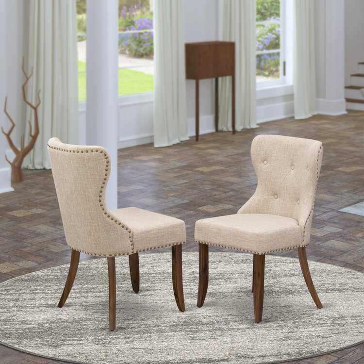 Upholstered Walnut Dining Chairs Antique Style Wood Frame