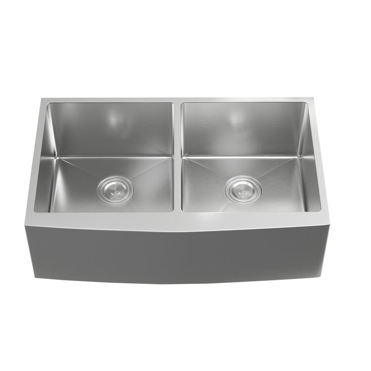 Elegant Kitchen and Bath Stainless Steel farmhouse double sink L33'' x W21'' x H10" image - 1
