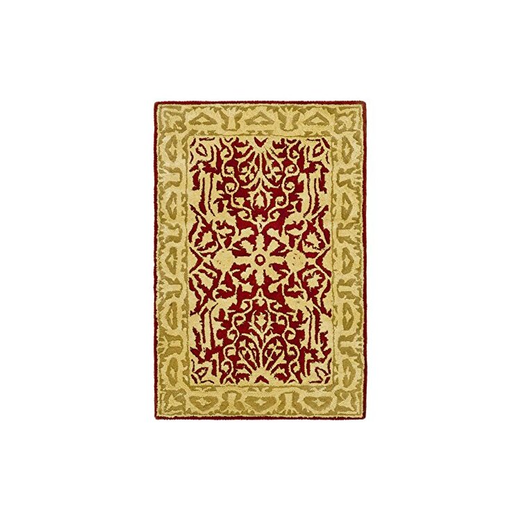 New Zealand Wool Traditional Maroon Ivory Rectangle Rug Runner ...