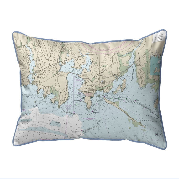 Nautical Map Indoor/Outdoor Corded Pillow with Artwork on One Side image - 1