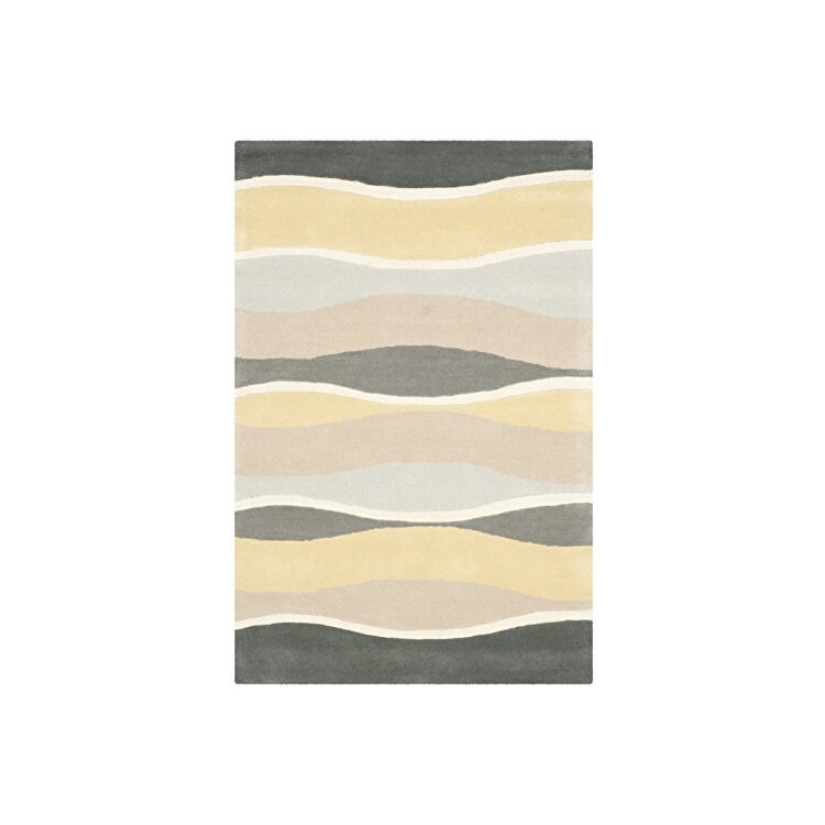 Grey/Gold Wool/Viscose Pile Rug 3'L x 2'W Contemporary Grey Accent Wall Rug - Safavieh image - 1