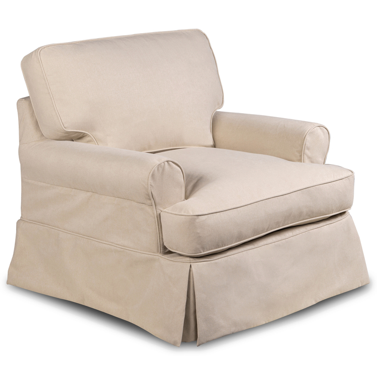 Washable Water-Resistant Living Room Armchair Tan T-Cushion Chair image - 1