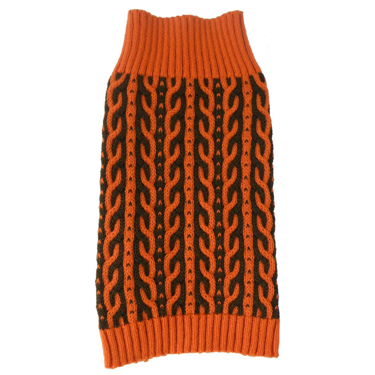 Fashionable Dog Sweater with Leash Holder & Cable Knit Design image - 1