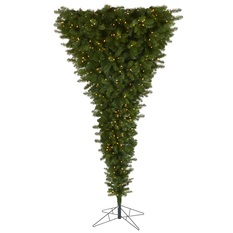 HomeStock 8ft Bohemian Sun Valley Spruce Upside Down Artificial Christmas Tree with 850 Warm White (Multifunction) Lights and 1747 Bendable Branches image - 1