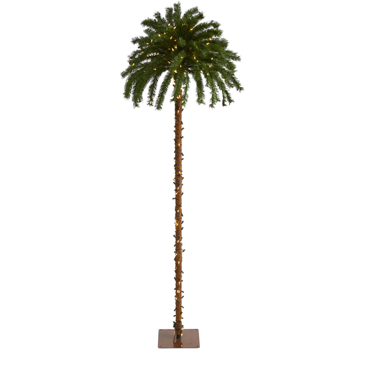 Nearly Natural 7ft. Christmas Palm Artificial Tree with 300 White Warm LED Lights image - 1