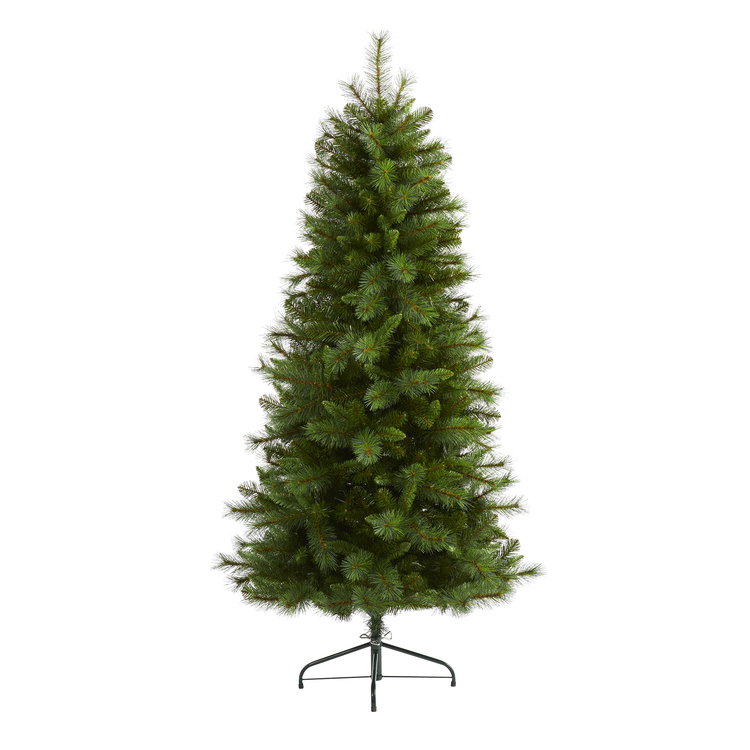 Nearly Natural 6ft. Slim West Virginia Mountain Pine Artificial Christmas Tree with 629 Bendable Branches - Image 1