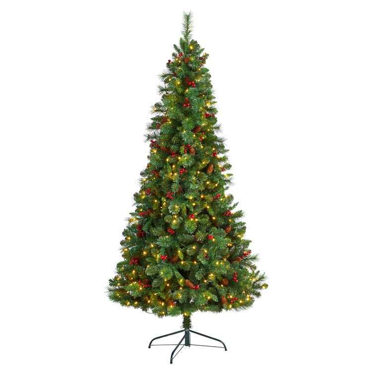 7Ft Artificial Christmas Tree with Warm White Lights & Pinecone Accents image - 1