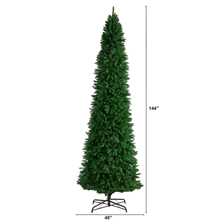 Nearly Natural 12ft. Slim Green Mountain Pine Artificial Christmas Tree with 3235 Bendable Branches image - 1