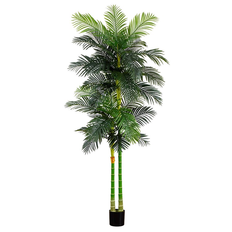 Nearly Natural 9ft. Artificial Double Golden Cane Palm Tree image - 1