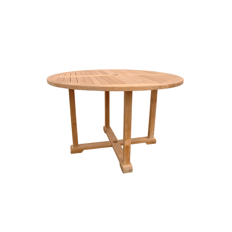 Solid Teak Round Outdoor Patio Table for 4-Seater Comfort & Relaxation image - 1