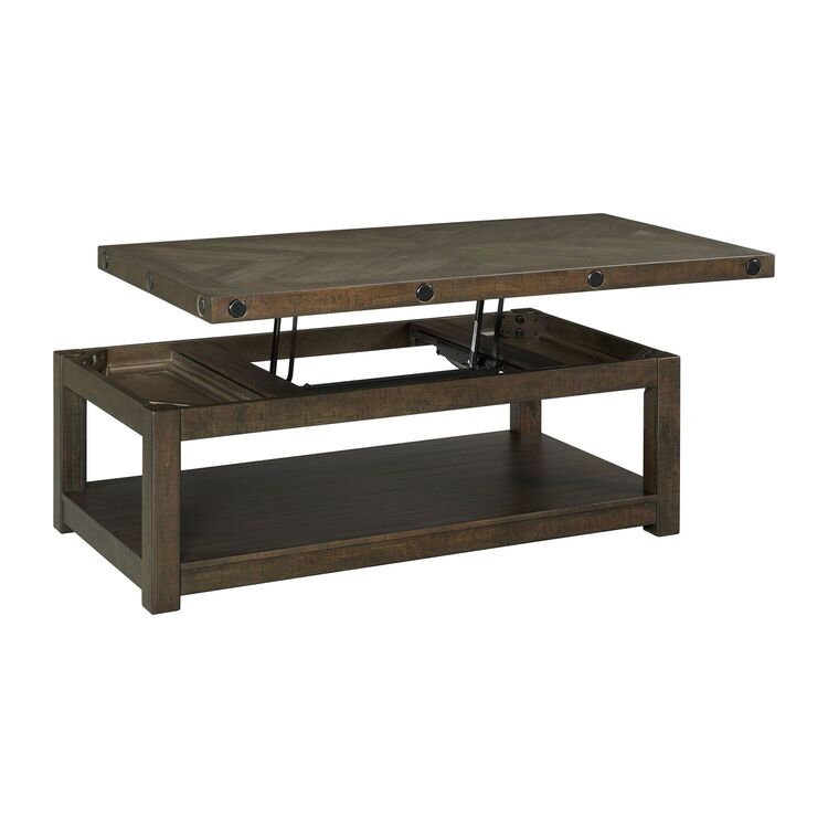 Picket House Lift Top Coffee Table - Acacia Wood & Charcoal Finish image - 1