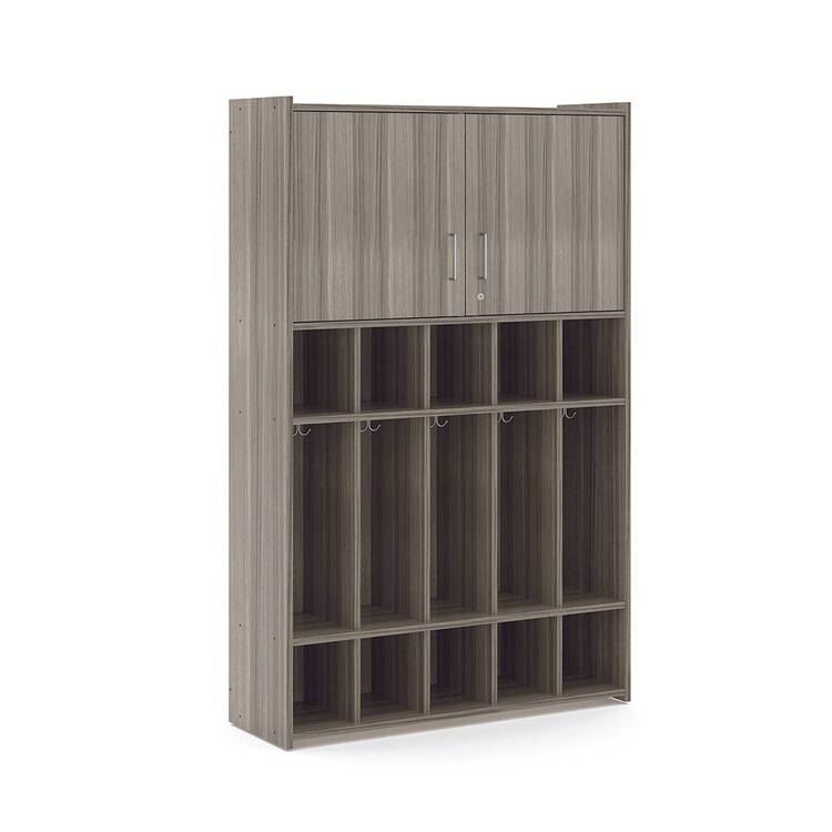 Student study space with organized desk and storage solutions