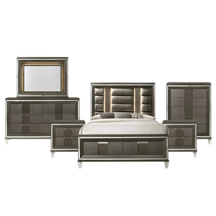 HomeStock Rustic Ranch Storage 6-Piece Bedroom Set