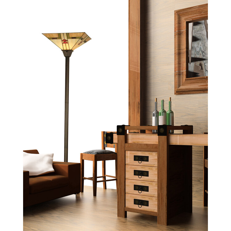 Arrowhead Mission Tiffany Style Torchiere Lamp Table Light - Dale Tiffany Lamps image - 1