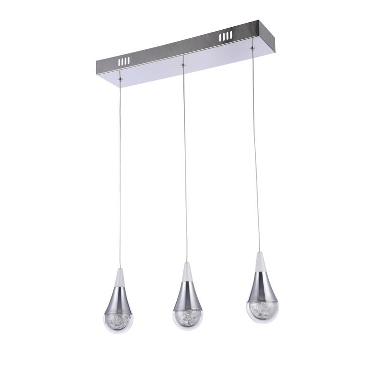 Three Light Frame With Glass Shade And Clear Crystal Led Light Fixture image - 1