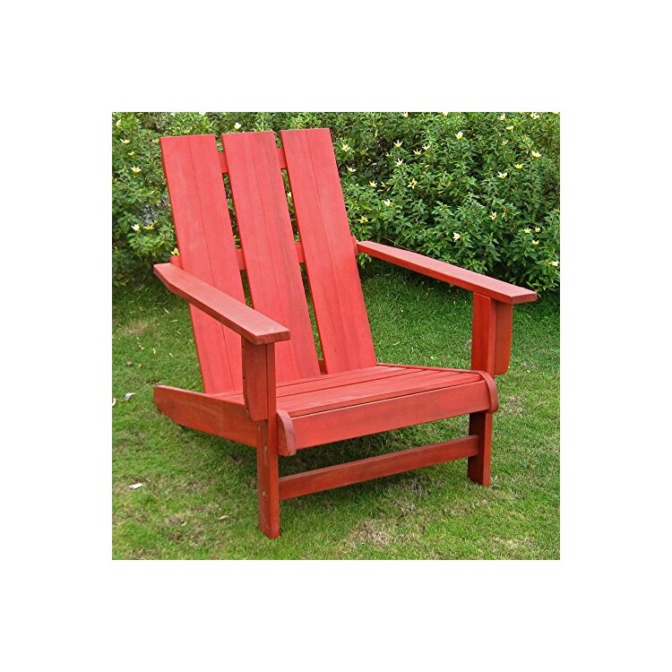 Weather-Resistant Acacia Wood Adirondack Chair Large Square Back Design image - 1