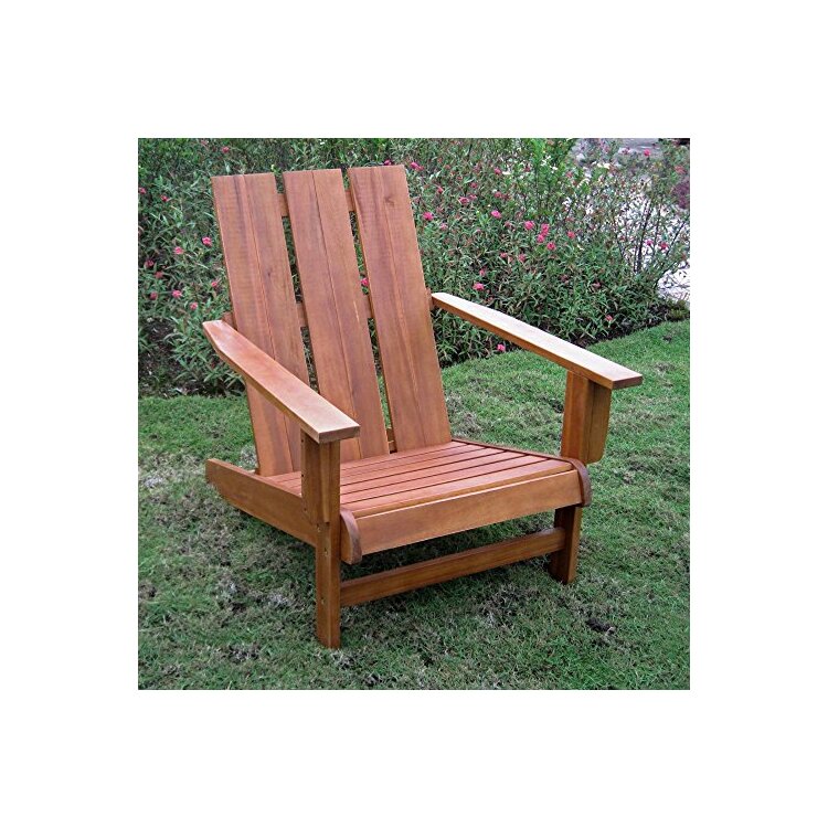 Weather-Resistant Acacia Wood Adirondack Chair Large Square Back Design image - 1