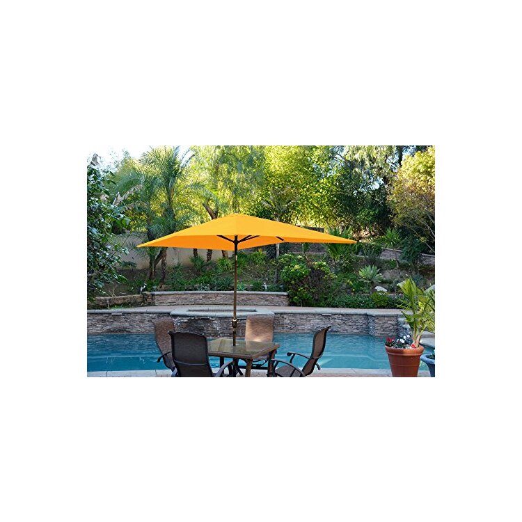 Large Modern Patio Umbrella with Crank Tilt & Champagne Aluminum Pole image - 1