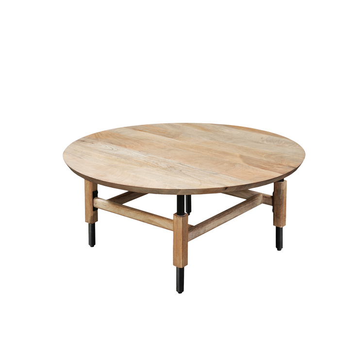 The Urban Port 34 Inch Round Coffee Table, Handcrafted Natural Brown ...