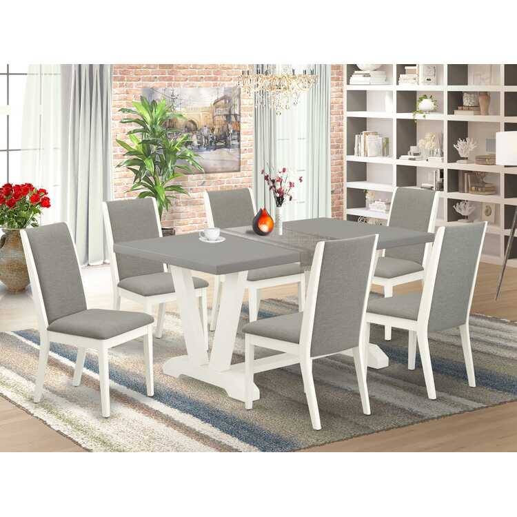 Modern 7-Piece Dining Set - Table & 6 Linen Chairs image - 1