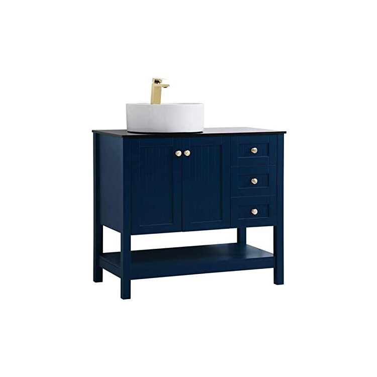 Elegant Decor 36 Inch Vessel Sink Bathroom Vanity In Blue image - 1