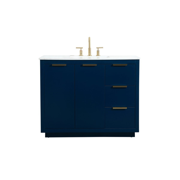 Elegant Decor 42 inch single bathroom vanity in blue image - 1