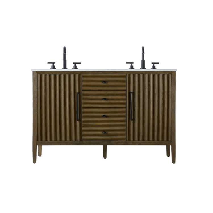 Elegant Kitchen and Bath 54 inch Double Bathroom Vanity in Hazel Oak image - 1