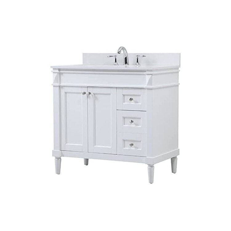 Elegant Decor 36 inch single bathroom vanity in white with backsplash