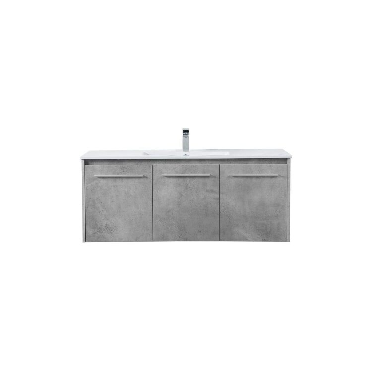Elegant Decor 48 inch Single Bathroom Floating Vanity in Concrete Grey image - 1