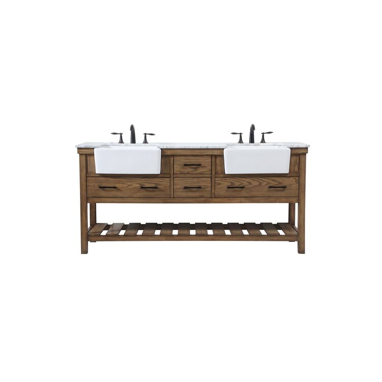 Elegant Decor 72 inch double bathroom vanity in driftwood