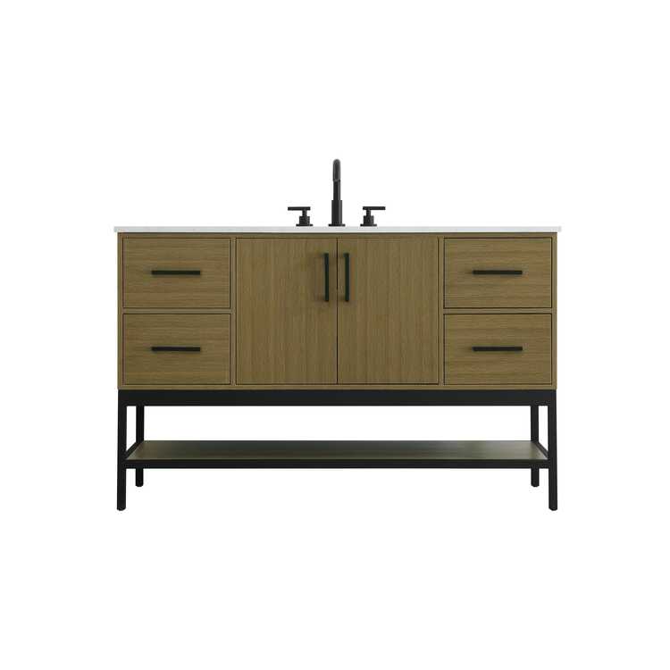 Elegant Kitchen and Bath 54 inch Single Bathroom Vanity in Chestnut Brown image - 1