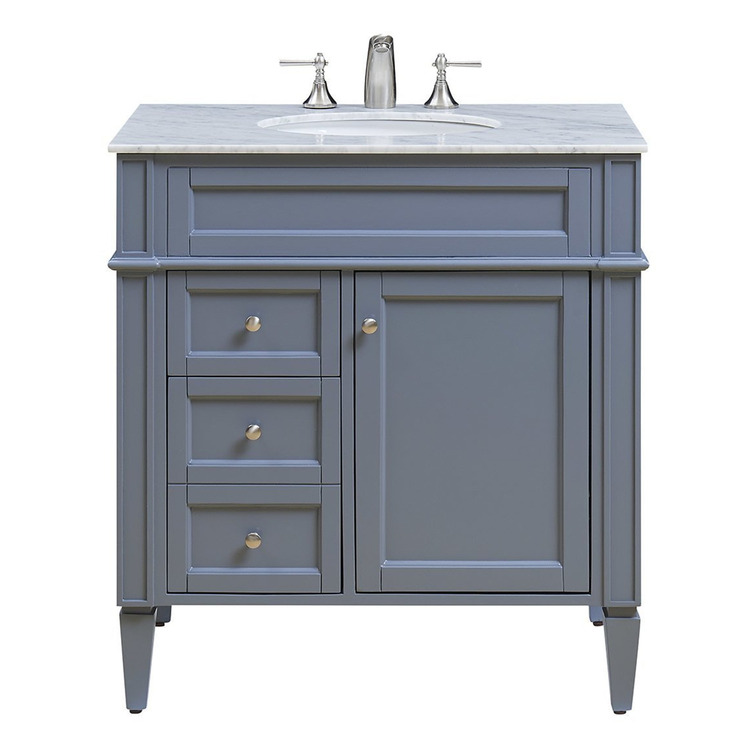 Grey Single Bathroom Vanity Set 32 Inch Marble Countertop - Elegant Furniture image - 1