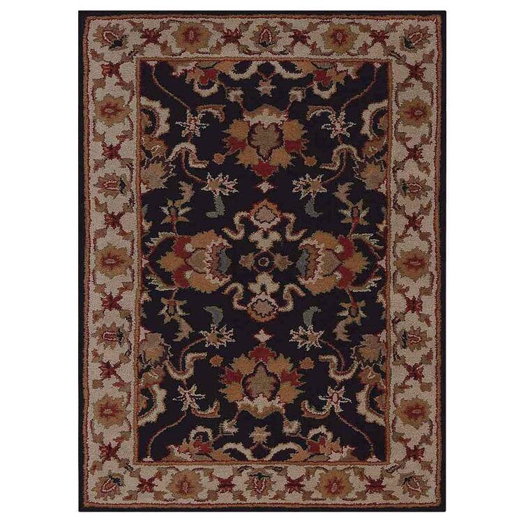 Rugsotic Carpets Hand Tufted Wool 4'x6' Area Rug Oriental Black White OJK00705 image - 1