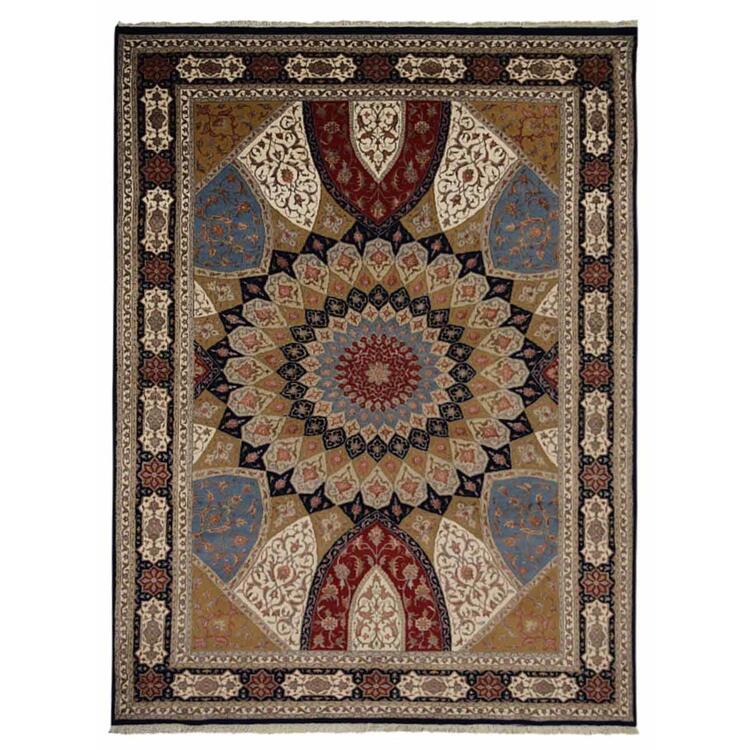 Rugsotic Carpets Hand Knotted Isfahan Woolen 5' 4'' x 7' 10'' Vintage Area Rug Blue IF0107 image - 1