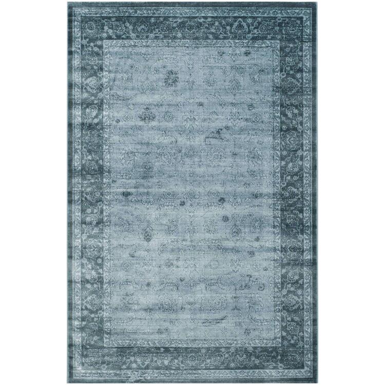 Vintage Light Blue/Dark Blue Medium Rectangle Rug image - 1
