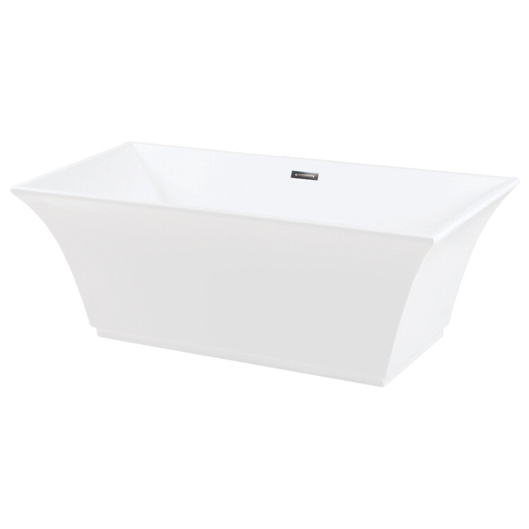 Aqua Eden 67-Inch Freestanding Square Acrylic Tub with Drain, White image - 1