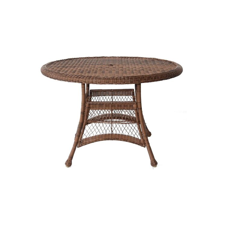 44 Inch Round Outdoor Wicker Dining Table - Honey Finish - Jeco image - 1
