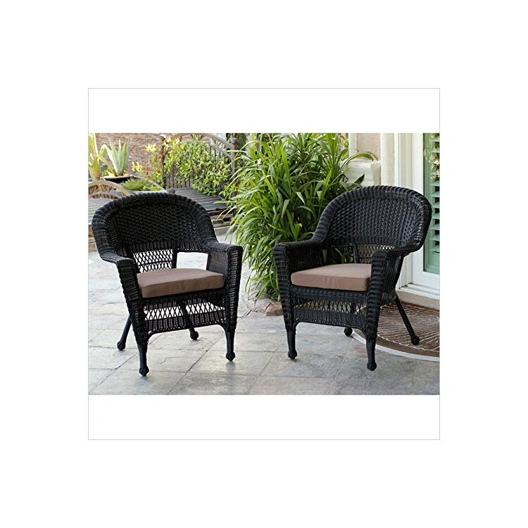 Jeco Wicker Chair with Brown Cushion - Set of 2