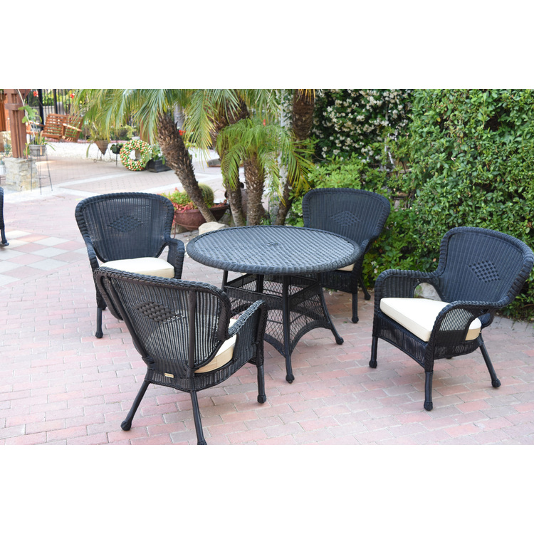 All-Weather Resin Wicker 5pc Dining Set with Steel Frame image - 1