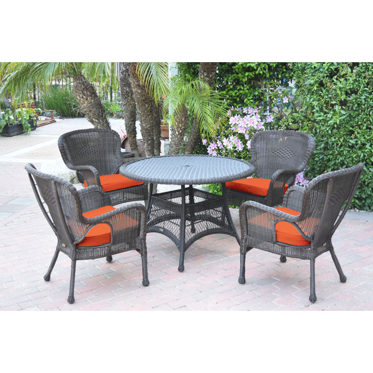 Resin Wicker 5-Piece Dining Set with Steel Frame and Cushions, Outdoor/Indoor Use image - 1