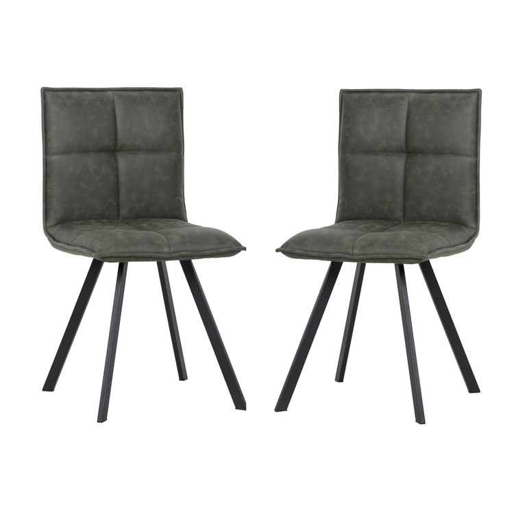 LeisureMod Wesley Modern Leather Dining Chair With Metal Legs Set of 2 image - 1