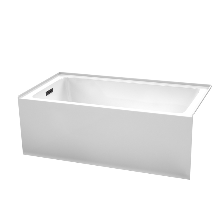 Wyndham Collection Grayley 60 x 32 Inch Alcove Bathtub in White with Left-Hand Drain and Overflow Trim in Matte Black image - 1