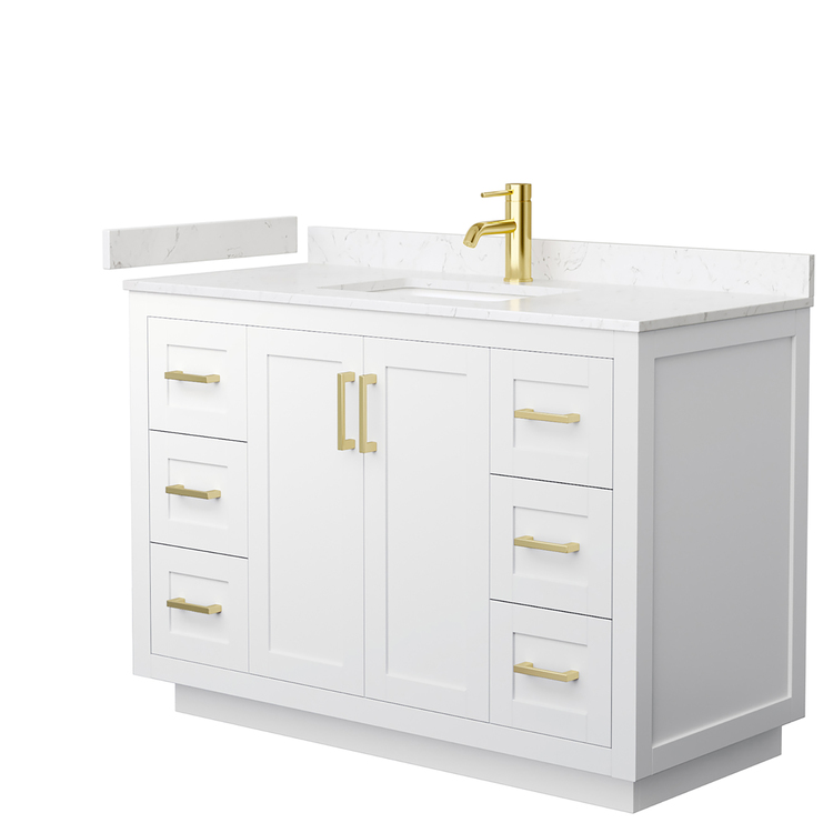 48 White Bathroom Vanity Set with Carrara Marble Top image - 1