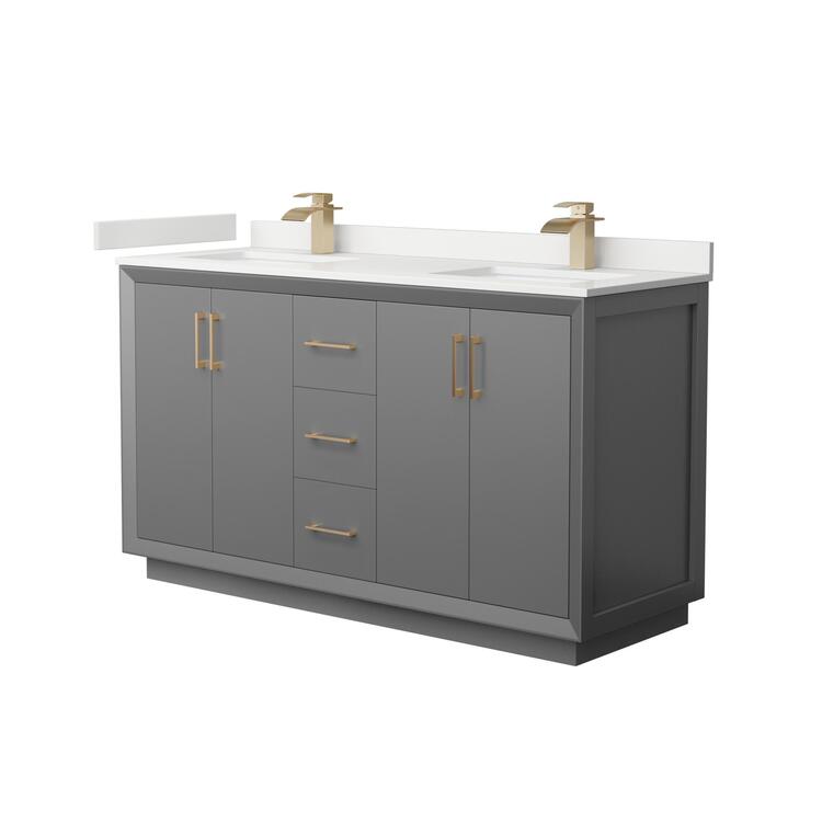 Gray Bathroom Vanity White Quartz Countertop Undermount Sink image - 1