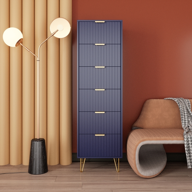 6-Drawer Lingerie Cabinet with Gold Metal Legs and Handles image - 1