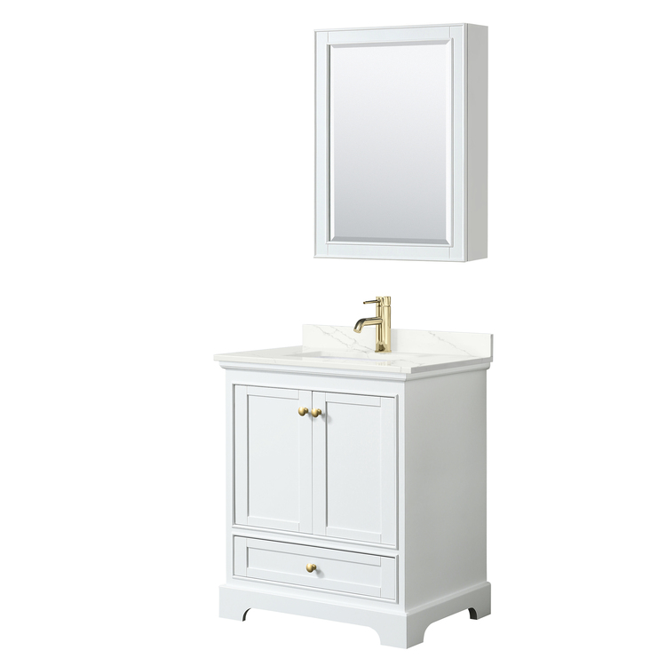 30 Inch White Bathroom Vanity with Giotto Quartz Countertop image - 1