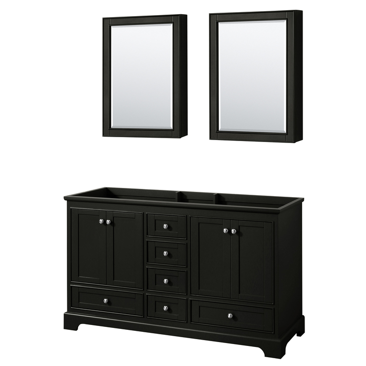 Wyndham Collection Deborah 60 Inch Double Bathroom Vanity in Dark Espresso, No Countertop, No Sinks, and Medicine Cabinets image - 1